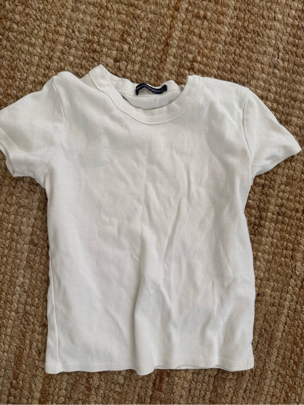 Brandy Melville White Ribbed Short Sleeve Tee — OS